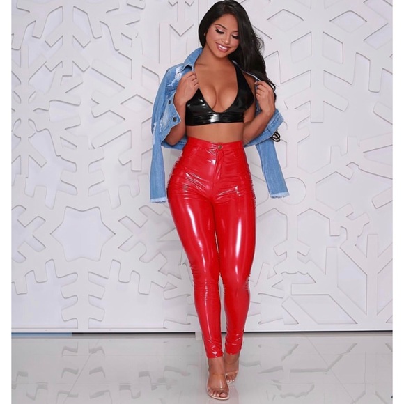 red cargo pants fashion nova